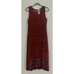 Garnet Hill Red Silk Textured Maxi Dress Size 10